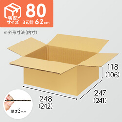 【宅配80サイズ】小箱ぴったり梱包用ダンボール箱［NE-38・8箱］（242×241×106mm）3mm B/F C5×C5