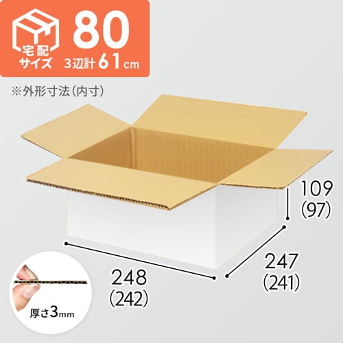 【宅配80サイズ】小箱ぴったり梱包用ダンボール箱［NE-38-H29・6箱］（242×241×97mm）3mm B/F 白C5×C5