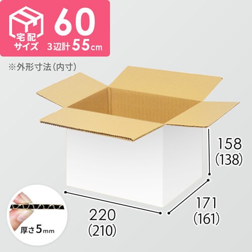 【宅配60サイズ】小箱ぴったり梱包用ダンボール箱［NE-41・2箱］（210×161×138mm）5mm A/F 白C5×C5