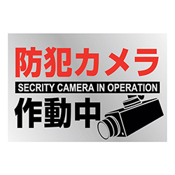 緑十字 イラストステッカー標識 防犯カメラ作動中 ＰＥＴ 150×220mm（2枚組） 047133