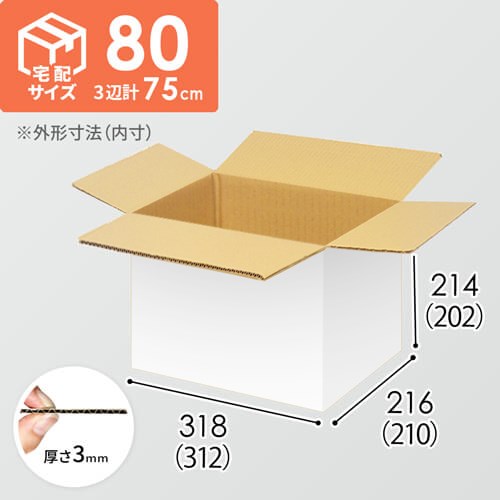 【宅配80サイズ】小箱ぴったり梱包用ダンボール箱［NE-41・6箱］（312×210×202mm）3mm B/F 白C5×C5