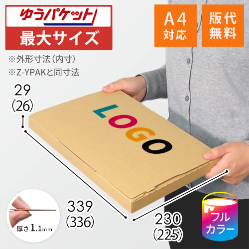 【ロゴ印刷・フルカラー】厚さ3cm・ジッパー付きケース（クリックポスト最大・A4サイズ）