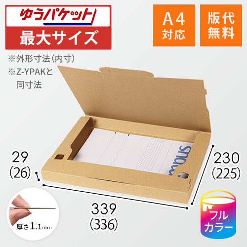 【ロゴ印刷・フルカラー】厚さ3cm・ジッパー付きケース（クリックポスト最大・A4サイズ）