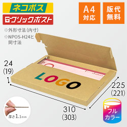 【ロゴ印刷・フルカラー】厚さ2.5cm・テープレスケース（A4サイズ）