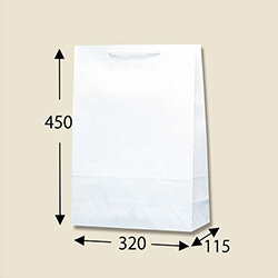 手提げ紙袋（白・口折PP紐・幅320×マチ115×高さ450mm）