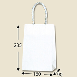 手提げ紙袋（白・口折丸紐・幅160×マチ90×高さ235mm）