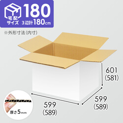 【宅配180サイズ】ダンボール箱（589×589×581mm）5mm A/F 白C5×C5