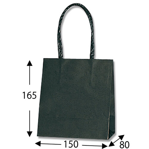 手提げ紙袋（黒・口折丸紐・幅150×マチ80×高さ165mm）