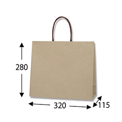 手提げ紙袋（茶・口折丸紐・幅320×マチ115×高さ280mm）