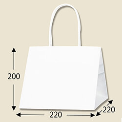 手提げ紙袋（白・口折丸紐・幅220×マチ220×高さ200mm）