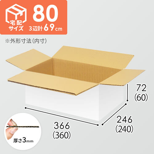 【宅配80サイズ】ダンボール箱（360×240×60mm）3mm B/F 白C5×C5
