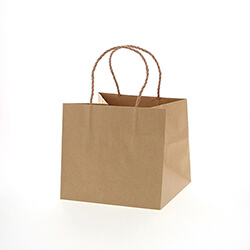 手提げ紙袋（茶・口折丸紐・幅220×マチ220×高さ200mm）