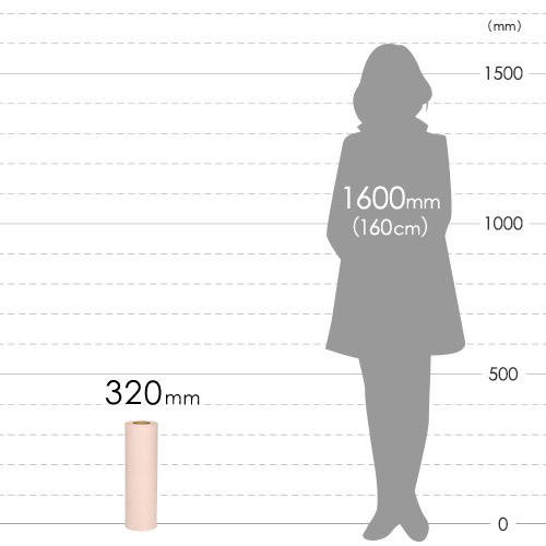 ボーガスペーパー ロール（320mm×50m・51.2g/ｍ2・ミシン目入・ピンク）