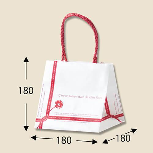 手提げ紙袋（ルパン　白・口折丸紐・幅180×マチ180×高さ180mm）