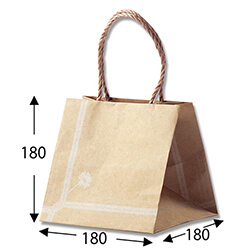 手提げ紙袋（ルパン　茶・口折丸紐・幅180×マチ180×高さ180mm）