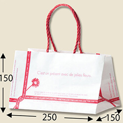 手提げ紙袋（ルパン　白・口折丸紐・幅250×マチ150×高さ150mm）