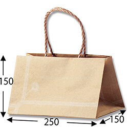 手提げ紙袋（ルパン　茶・口折丸紐・幅250×マチ150×高さ150mm）