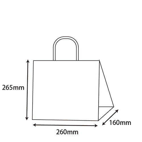手提げ紙袋（茶・口折丸紐・幅260×マチ160×高さ265mm）