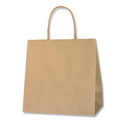 手提げ紙袋（茶・口折丸紐・幅260×マチ160×高さ265mm）