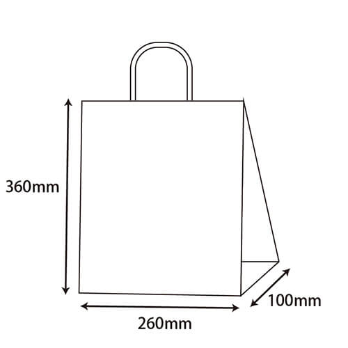 手提げ紙袋（茶・口折丸紐・幅260×マチ100×高さ360mm）