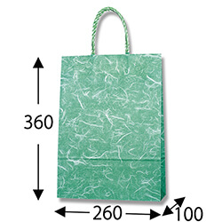手提げ紙袋（雲竜　緑・口折丸紐・幅260×マチ100×高さ360mm）