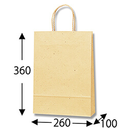 手提げ紙袋（ナチュラル・口折PP紐・幅260×マチ100×高さ360mm）