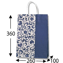 手提げ紙袋（藍染・口折丸紐・幅260×マチ100×高さ360mm）