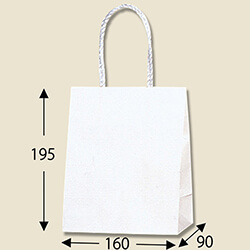 手提げ紙袋（白・口折丸紐・幅160×マチ90×高さ195mm）