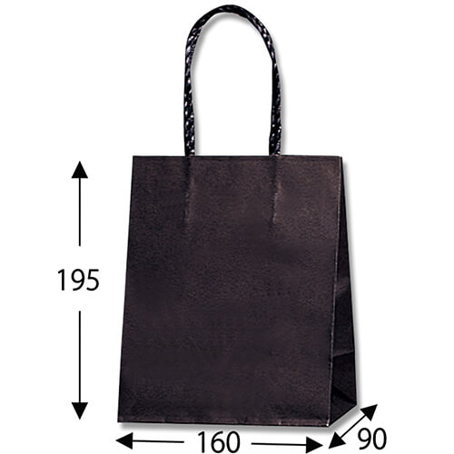 手提げ紙袋（黒・口折丸紐・幅160×マチ90×高さ195mm）