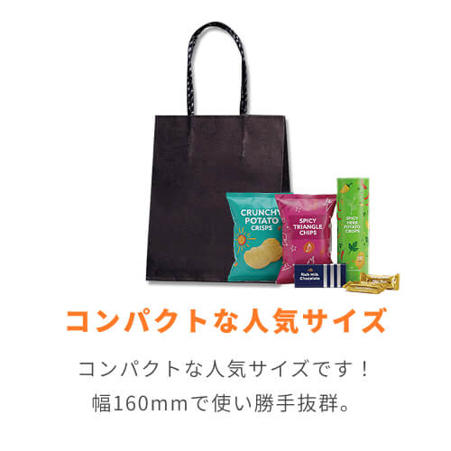 手提げ紙袋（黒・口折丸紐・幅160×マチ90×高さ195mm）