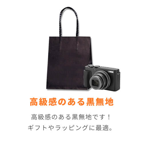 手提げ紙袋（黒・口折丸紐・幅160×マチ90×高さ195mm）