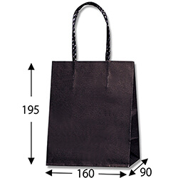 手提げ紙袋（黒・口折丸紐・幅160×マチ90×高さ195mm）