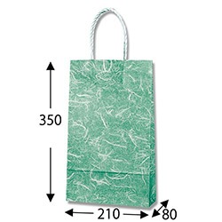 手提げ紙袋（雲竜　緑・口折丸紐・幅210×マチ80×高さ350mm）