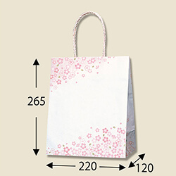 手提げ紙袋（紅桜・口折丸紐・幅220×マチ120×高さ265mm）