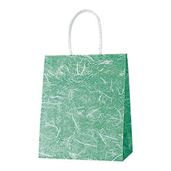 手提げ紙袋（雲竜　緑・口折丸紐・幅220×マチ120×高さ265mm）