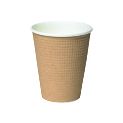断熱 エンボス 紙コップ 茶ムジ 8オンス・260ml width=