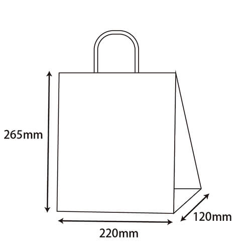 手提げ紙袋（茶・口折丸紐・幅220×マチ120×高さ265mm）