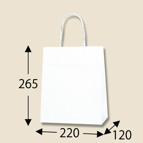 手提げ紙袋（白・口折丸紐・幅220×マチ120×高さ265mm）