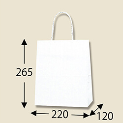手提げ紙袋（白・口折丸紐・幅220×マチ120×高さ265mm）