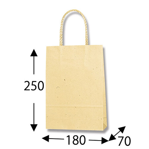 手提げ紙袋（ナチュラル・口折PP紐・幅180×マチ70×高さ250mm）