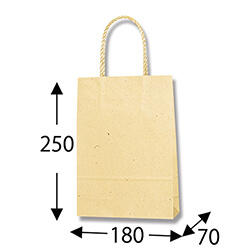 手提げ紙袋（ナチュラル・口折PP紐・幅180×マチ70×高さ250mm）