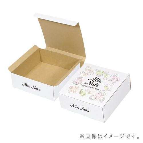 【ロゴ印刷・フルカラー・表面印刷】フリーBOX（白、底面22.5cm角・深さ9cm）