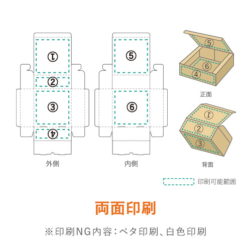 【ロゴ印刷・フルカラー・両面印刷】フリーBOX（白、底面22.5cm角・深さ9cm）