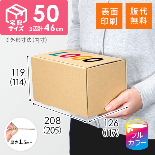 【ロゴ印刷・フルカラー・表面印刷】小型・宅配50サイズ・N式ケース（205×117×114mm）