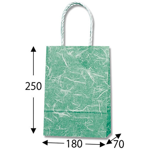手提げ紙袋（雲竜　緑・口折丸紐・幅180×マチ70×高さ250mm）