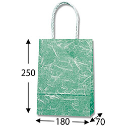 手提げ紙袋（雲竜　緑・口折丸紐・幅180×マチ70×高さ250mm）