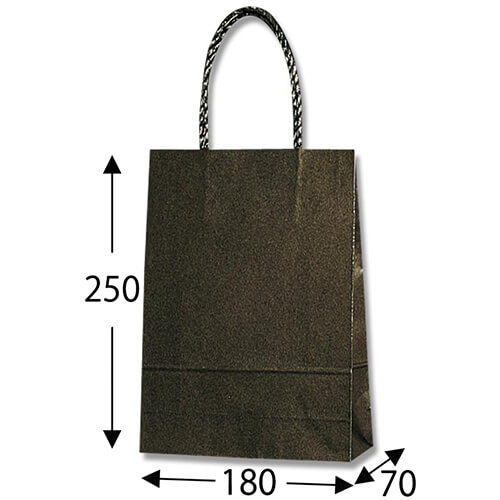 手提げ紙袋（黒・口折丸紐・幅180×マチ70×高さ250mm）