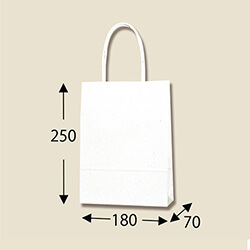 手提げ紙袋（白・口折丸紐・幅180×マチ70×高さ250mm）