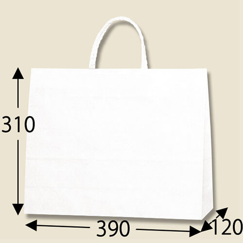 手提げ紙袋（白・口折丸紐・幅390×マチ120×高さ310mm）