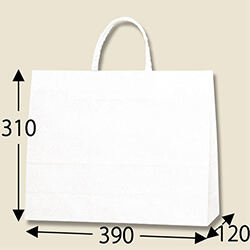 手提げ紙袋（白・口折丸紐・幅390×マチ120×高さ310mm）